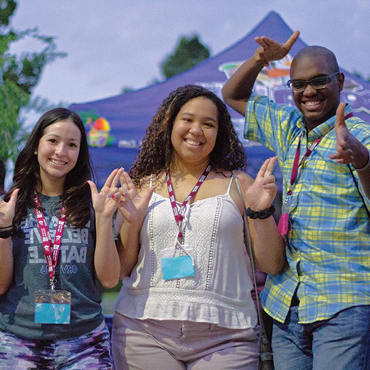 Students at a campus event.